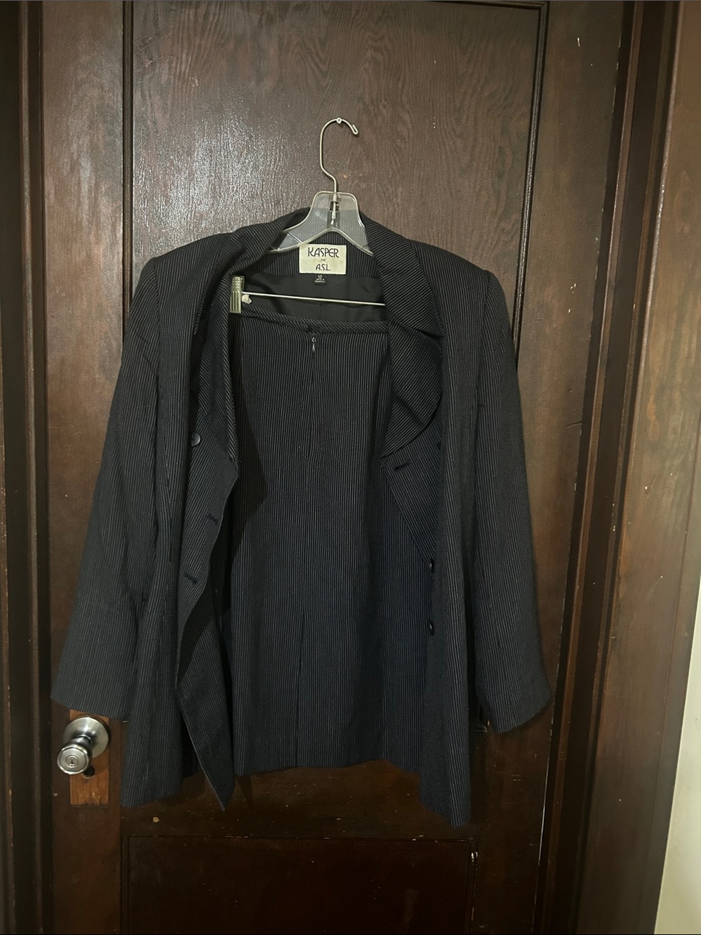 Kasper Women's Navy Pinstripe Skirt Suit